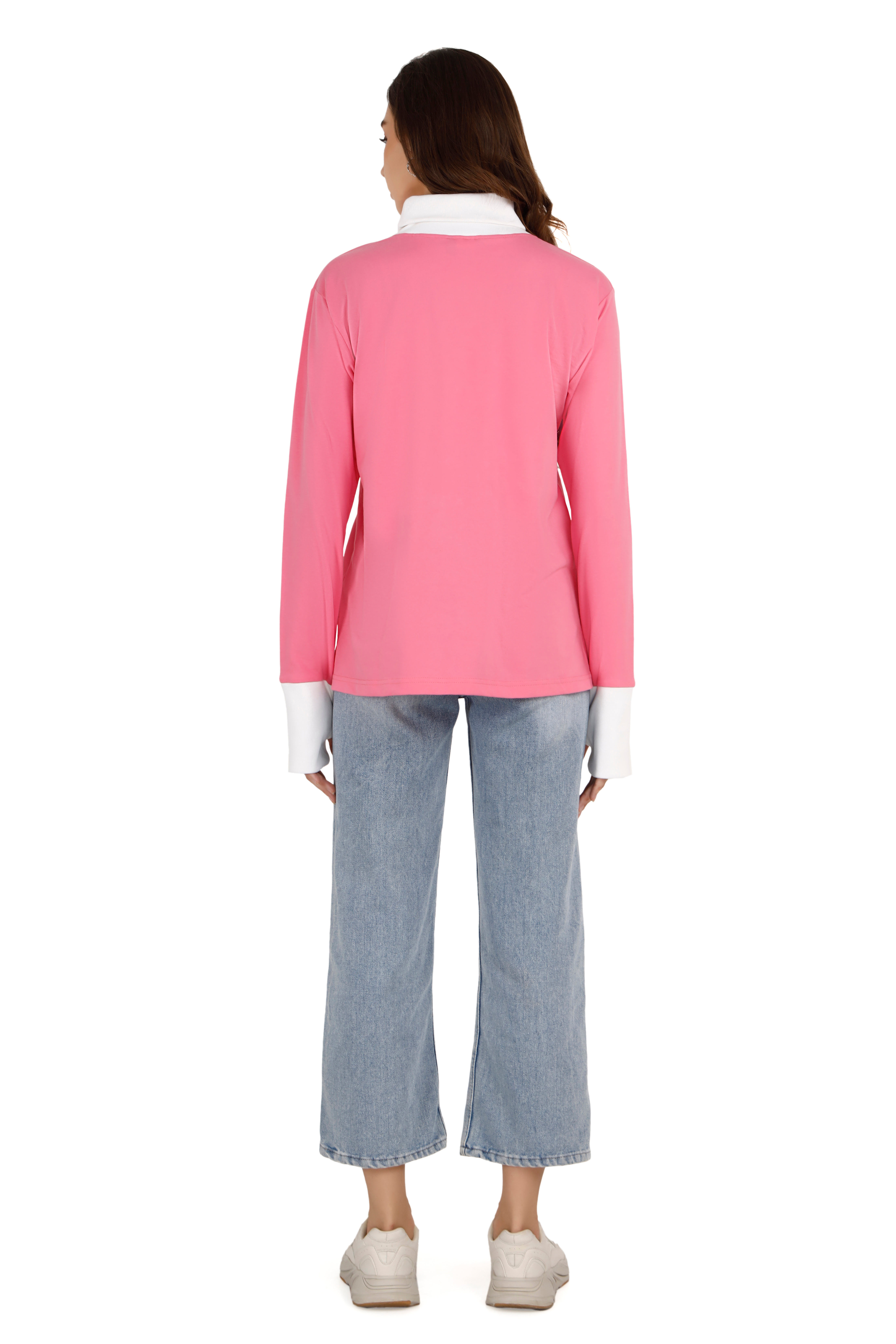Women's Pink & White Relaxed Sweatshirt thumbnail 5